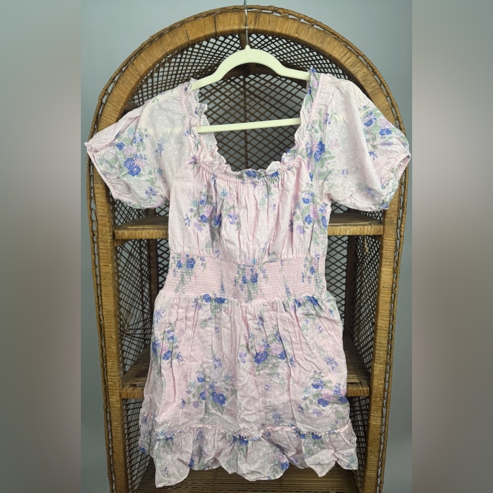 LoveShackFancy Lai Dress Juicy Plum Floral Smocked Puff Sleeve Size L - Picture 5 of 9